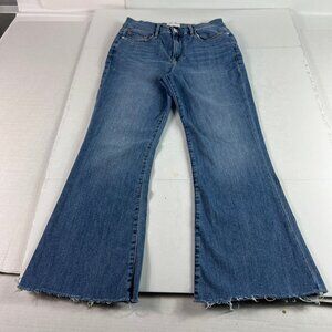 Frame Jeans Womens 28x25* Le Flare Crop Mid Rise Blue Faded Raw Hem Denim Tag 28